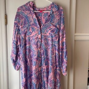 Lilly Pulitzer Pink and Blue Natalie Shirtdress or Swimsuit Cover